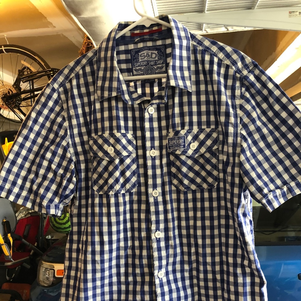 SuperDry Blue Plaid Short Sleeve Shirt